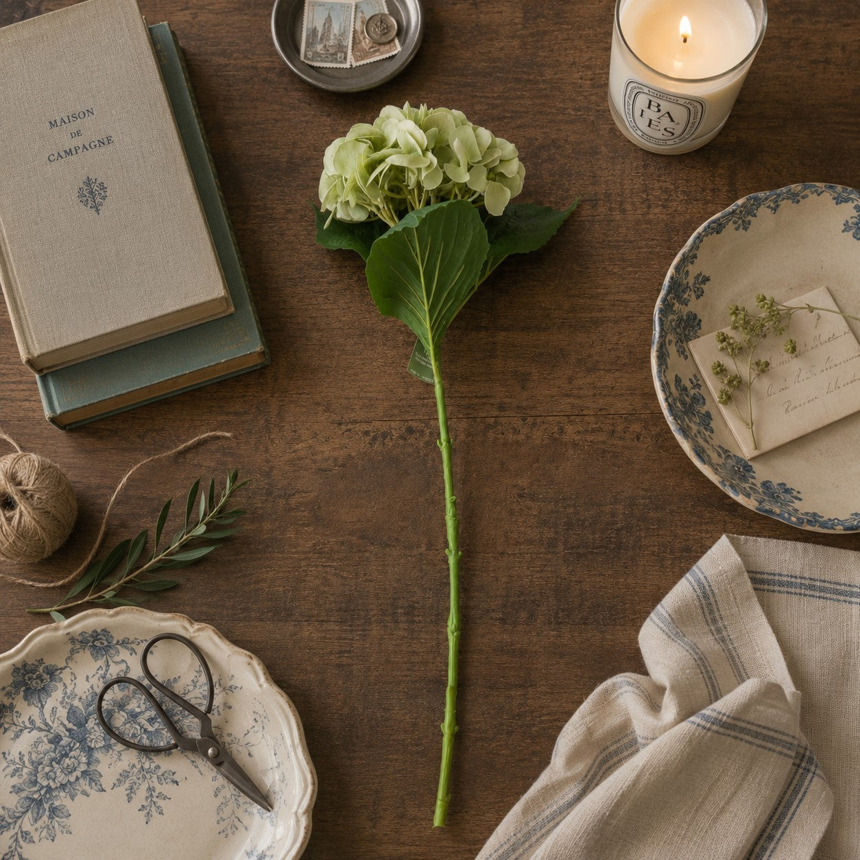 Real Touch Hydrangea Stem | Green