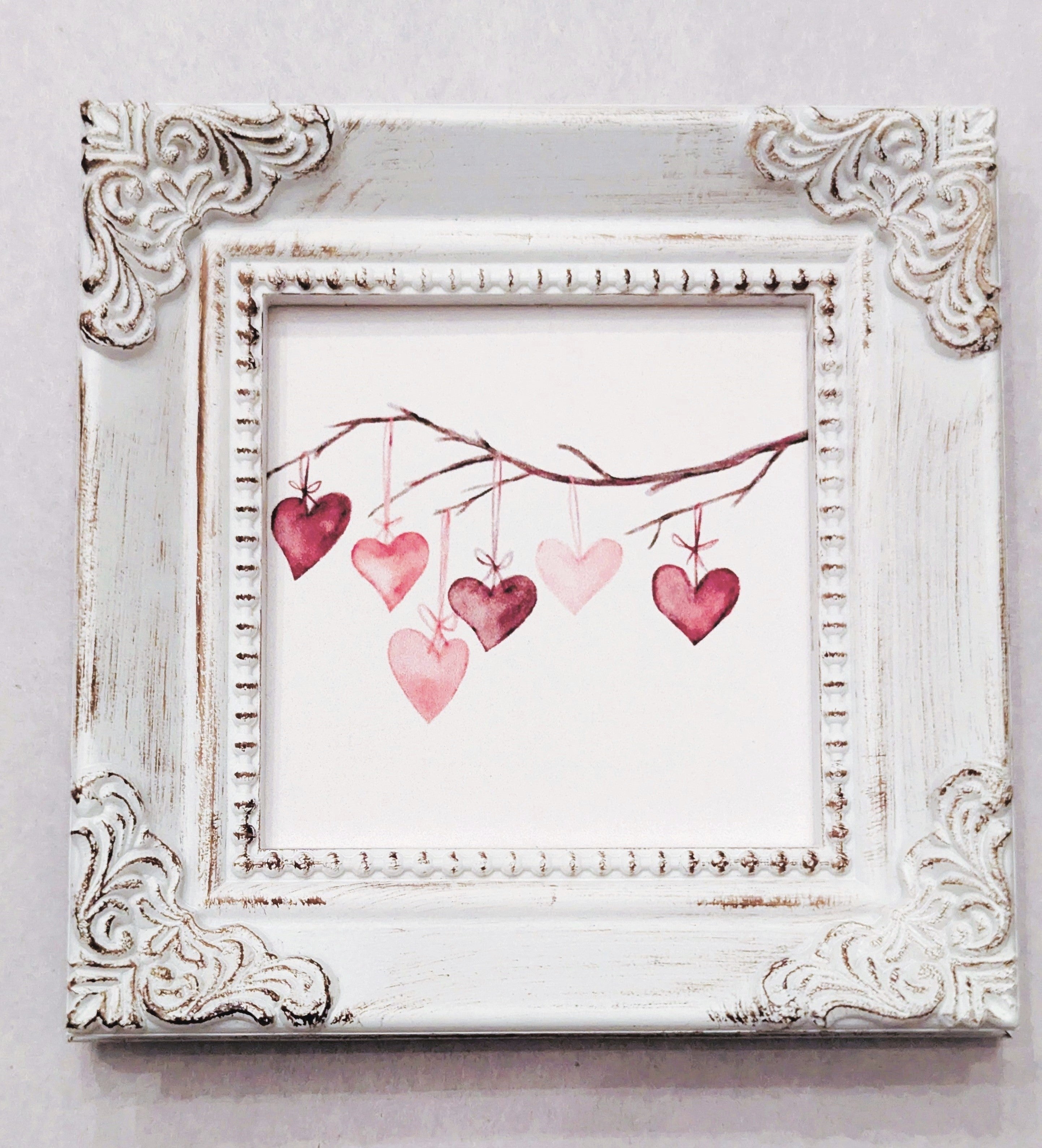 Hearts on Bough Mini Framed Print | 4x4