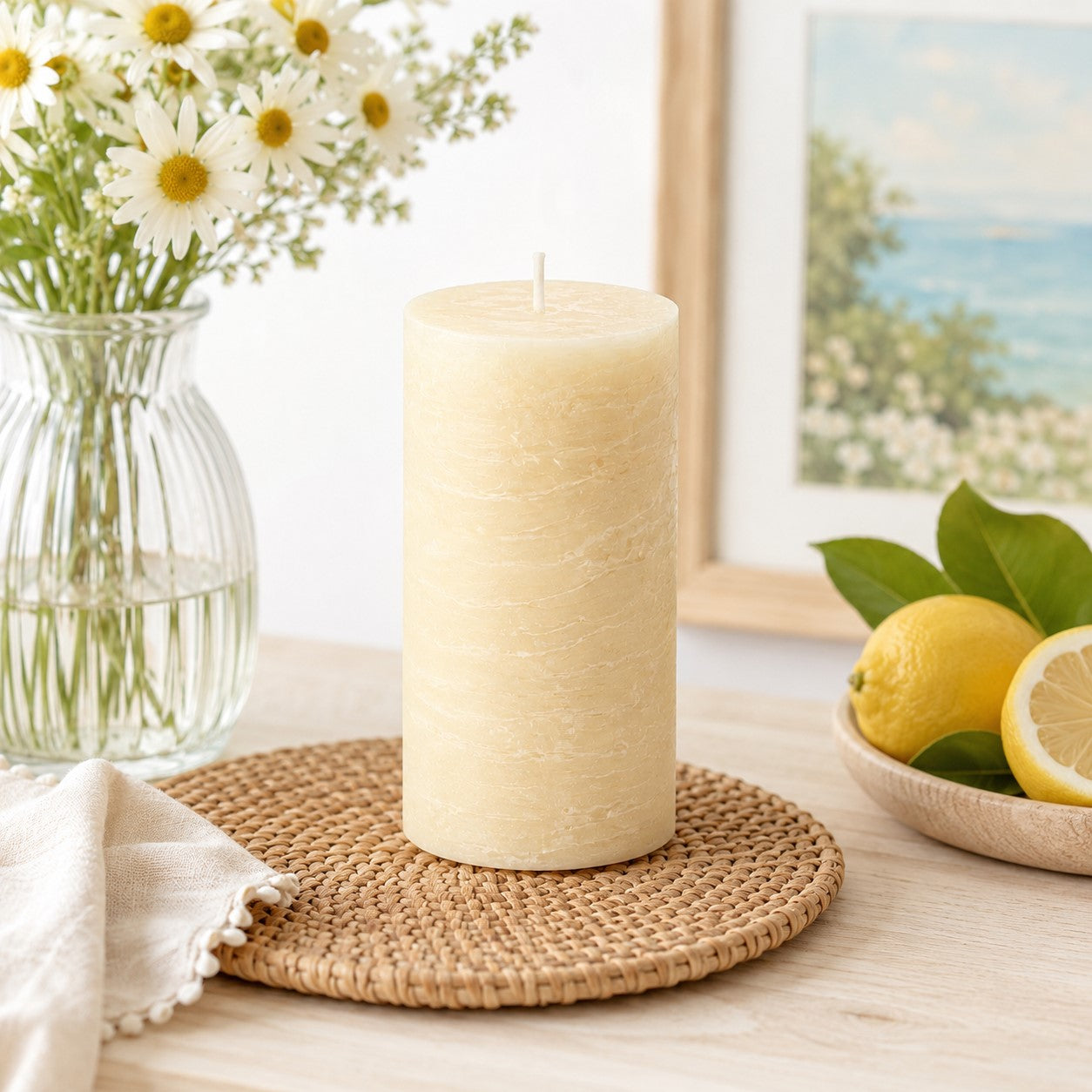 Ivory Rustic Pillar Candle | 3 x 6"