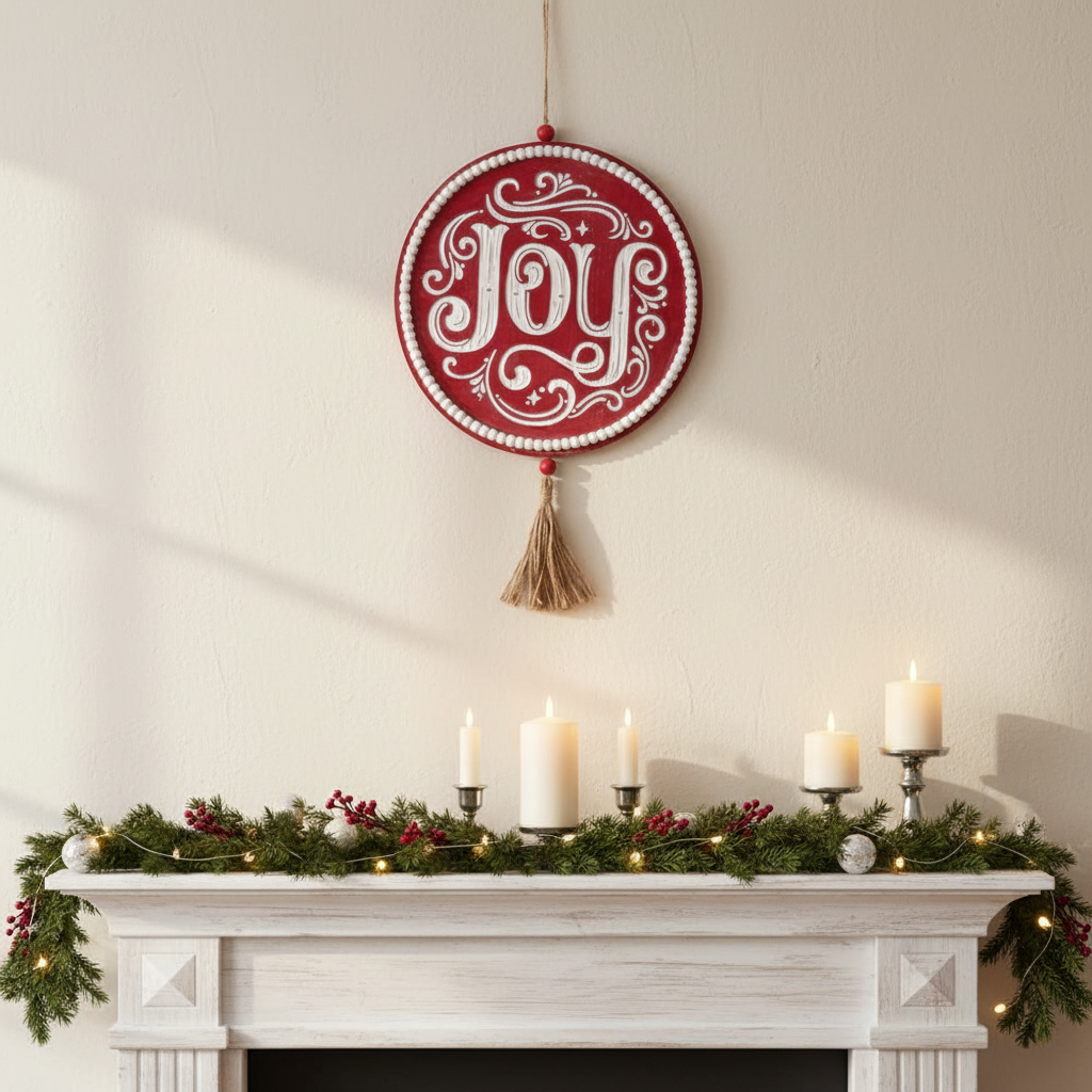 Joy Wall Sign with Jute Tassel Detail