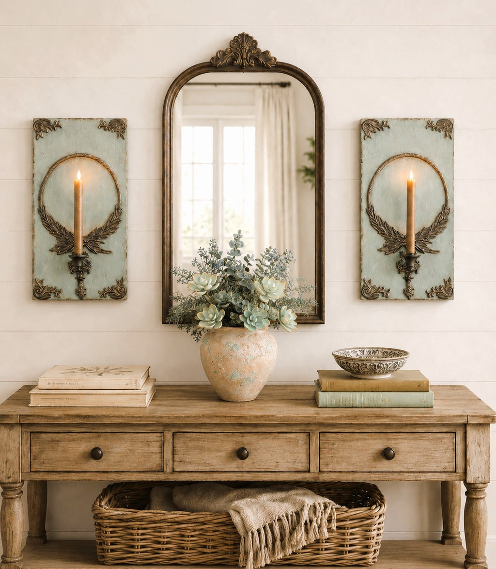 Laurel Crest Candle Sconce | 19.5"
