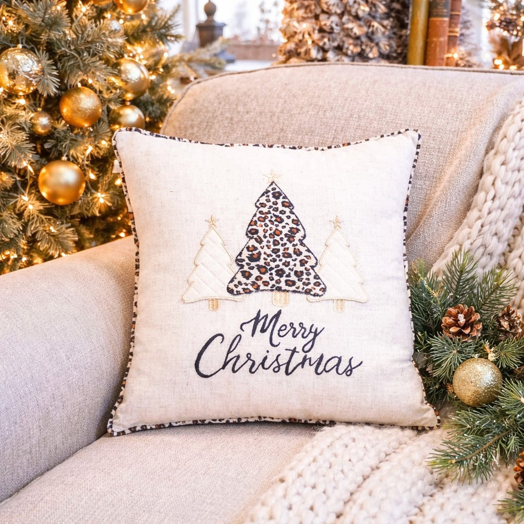 Leopard Christmas Pillow | 18x18  insert included