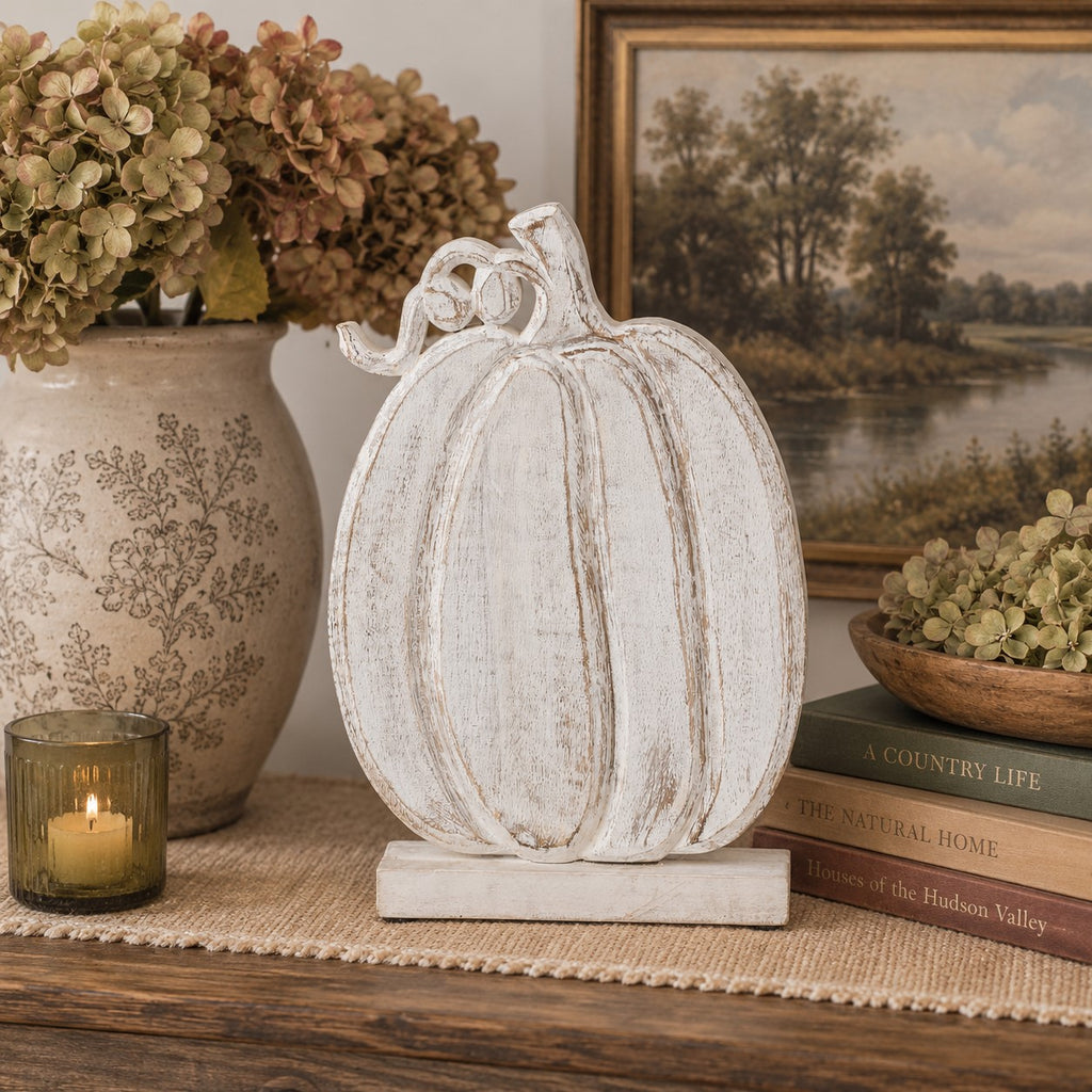 Antique White Lewiston Pumpkin | 8.5 x 13.75