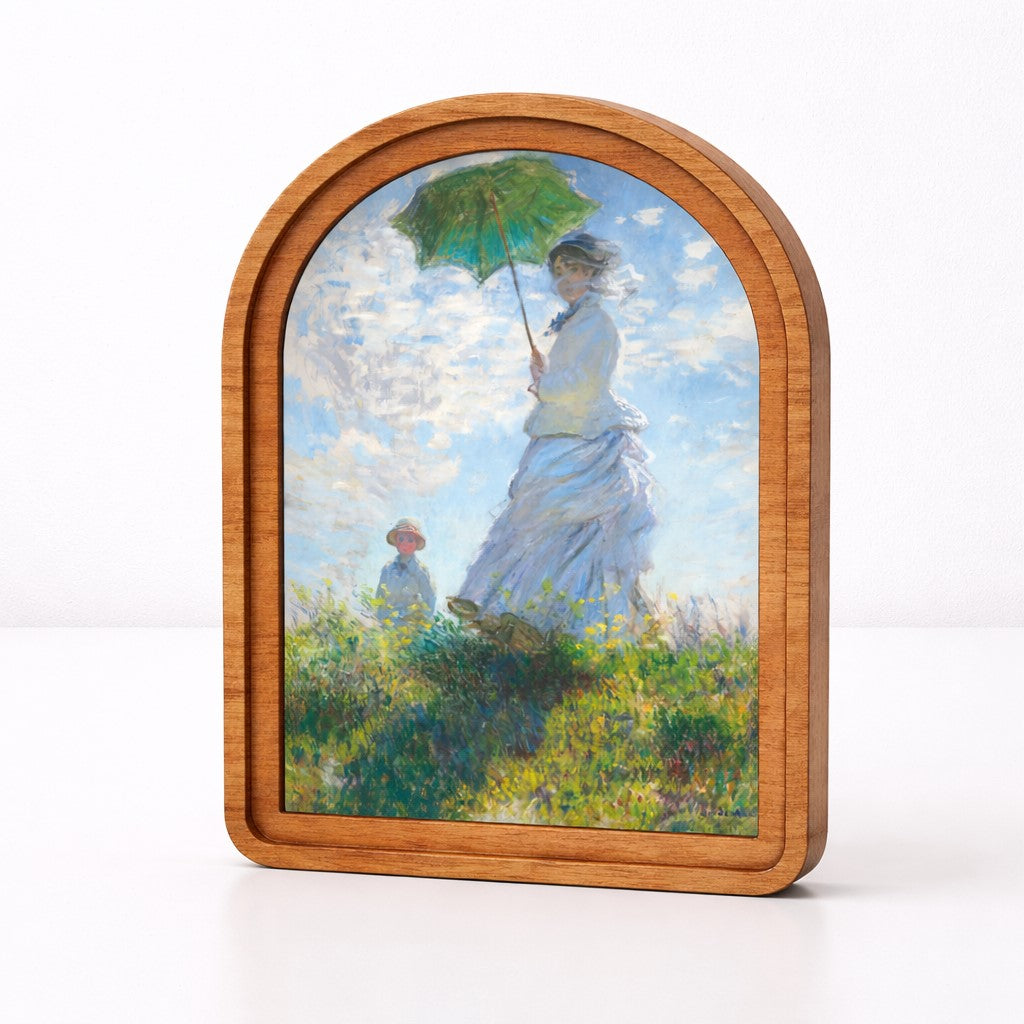 Woman with Parasol Landscape | Arch Framed 7x9"