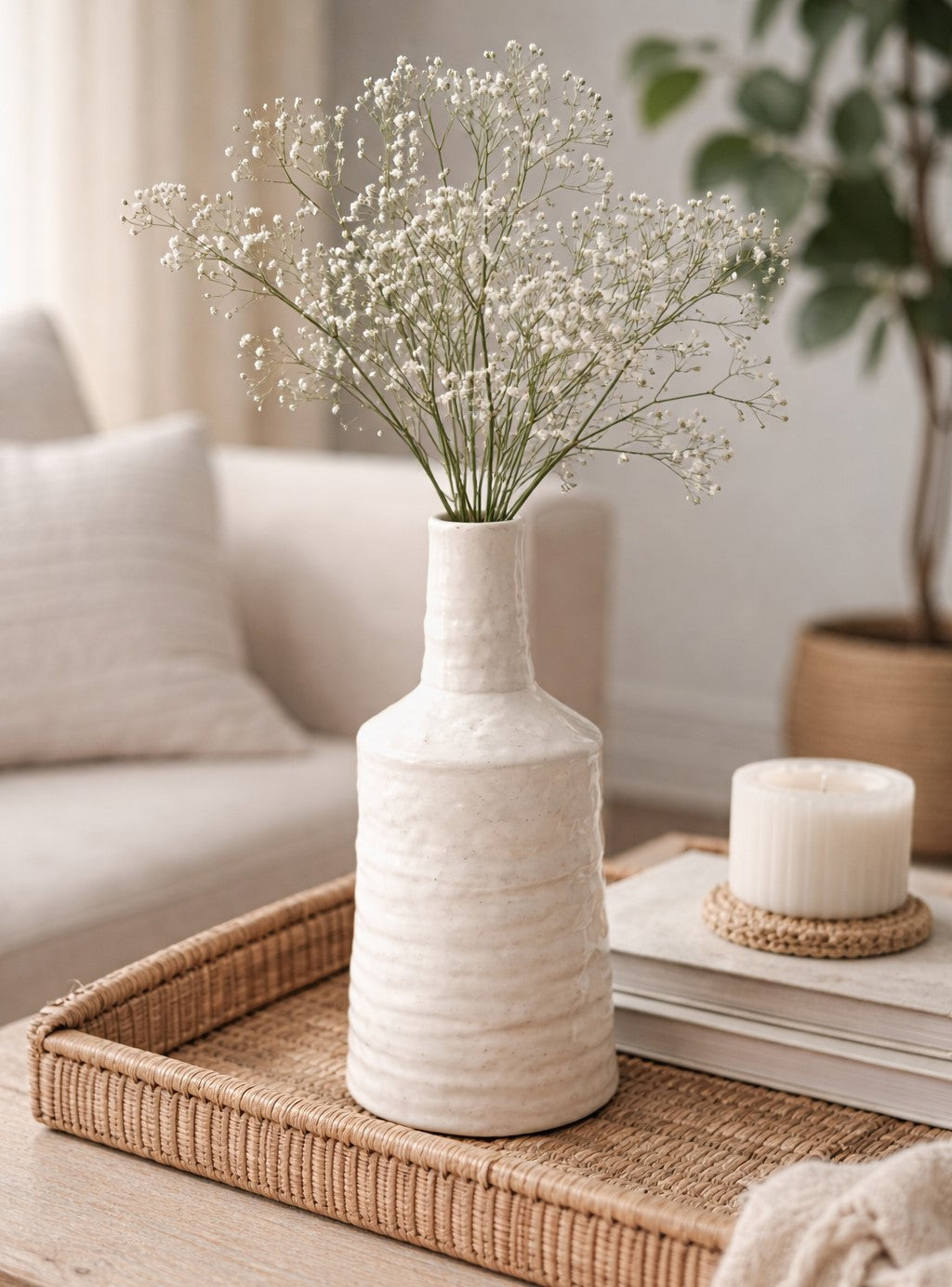 Organic White Ceramic Vase | 10.5"