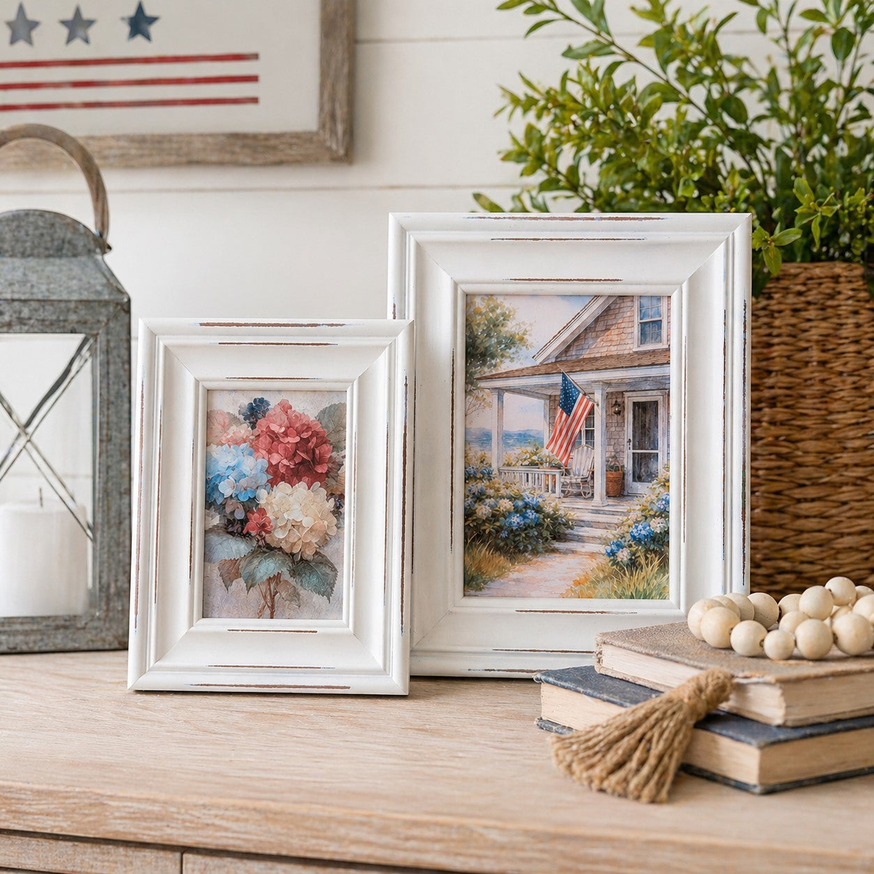 Coastal Cottage Flag Framed Print | 5 x 7