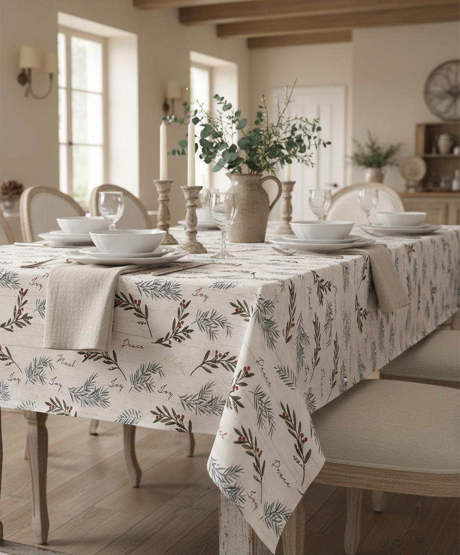 Peace & Joy Holiday Tablecloth 60 x 84"