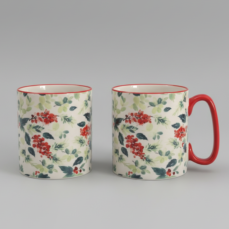 Red Berry Mug Set of 2 - Holly & Berry Design