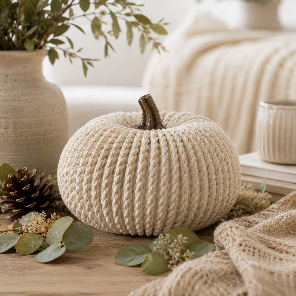 Ivory Rope Pumpkin | 7"