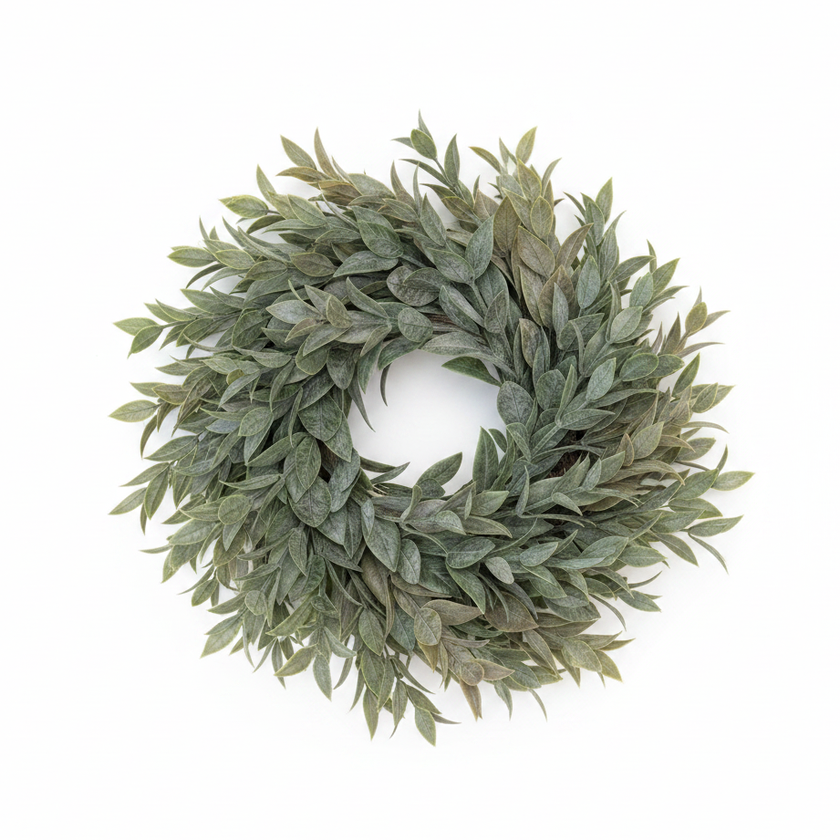 Sage Olive Leaf Wreath on White Background