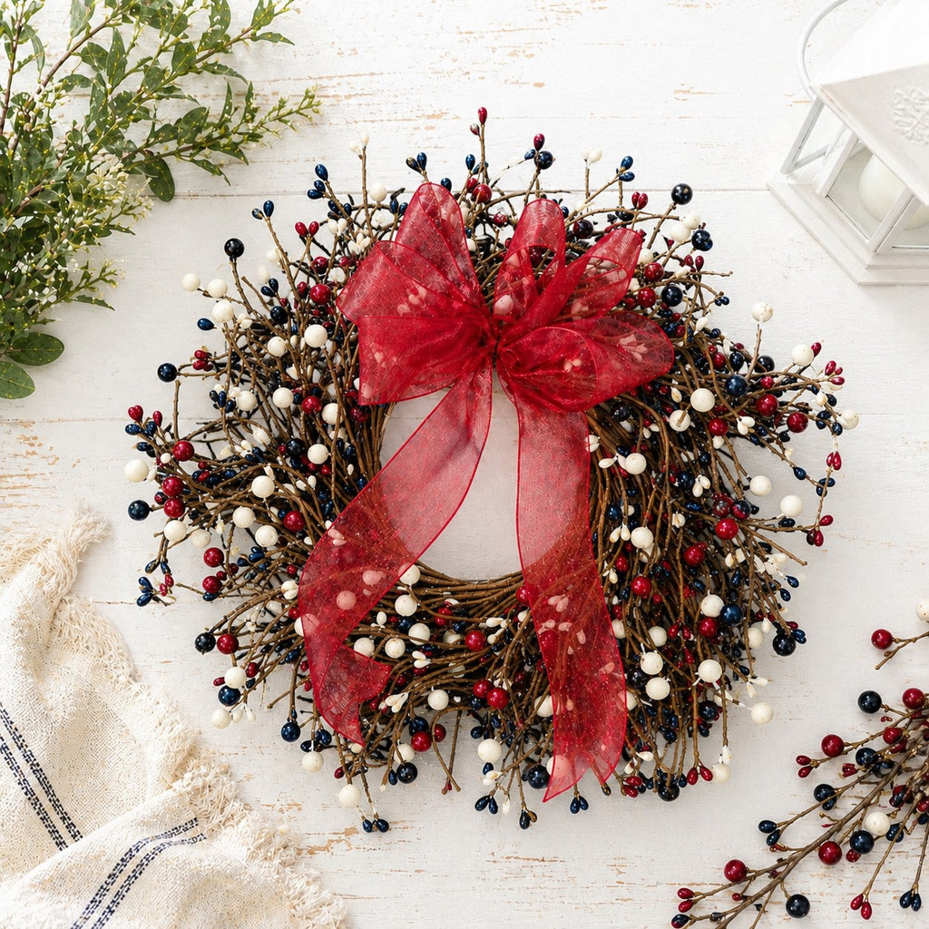 Colonial Berry Wreath | Red, White & Blue | 12"