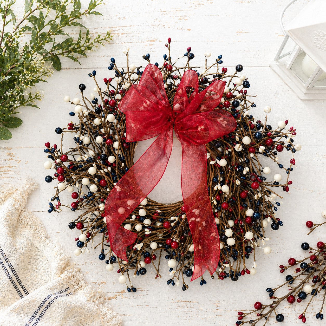 Colonial Berry Wreath | Red, White & Blue | 12"