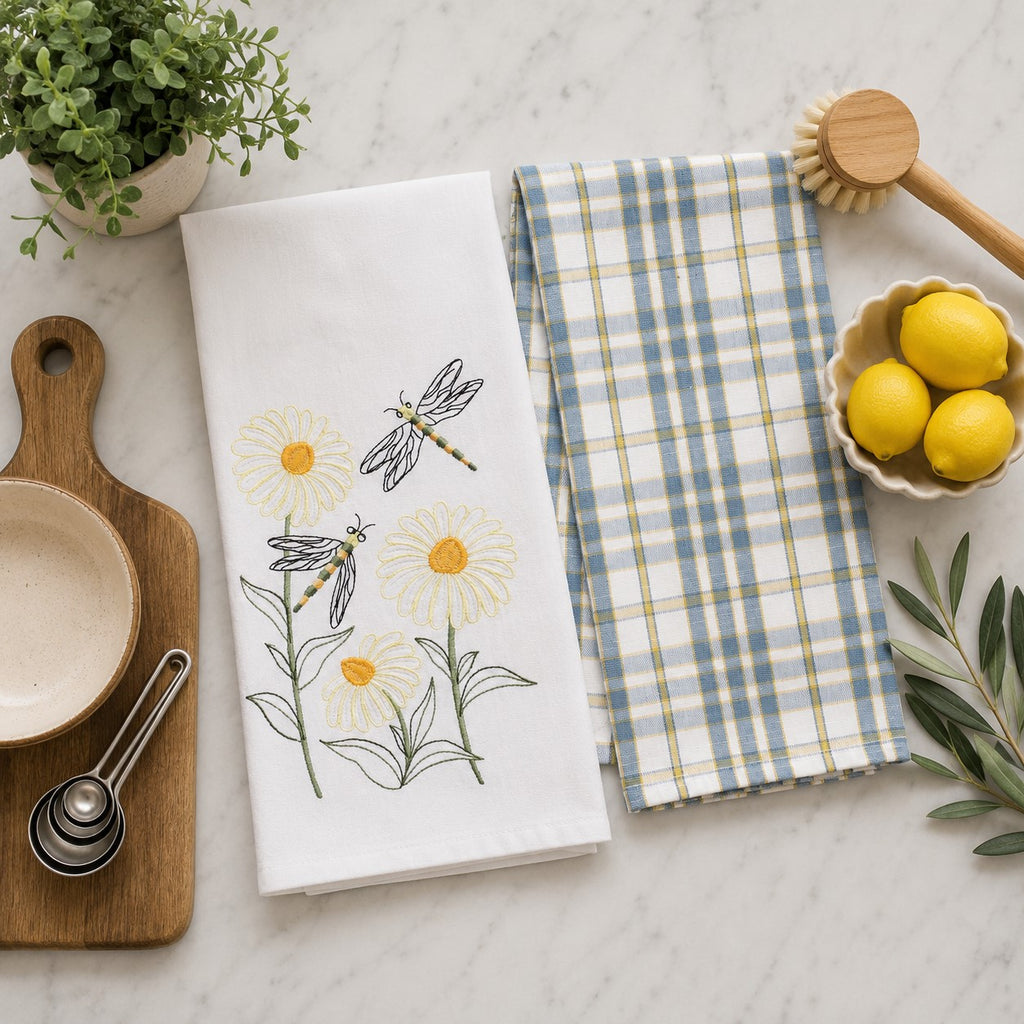 Bluebell Plaid Kitchen Towel