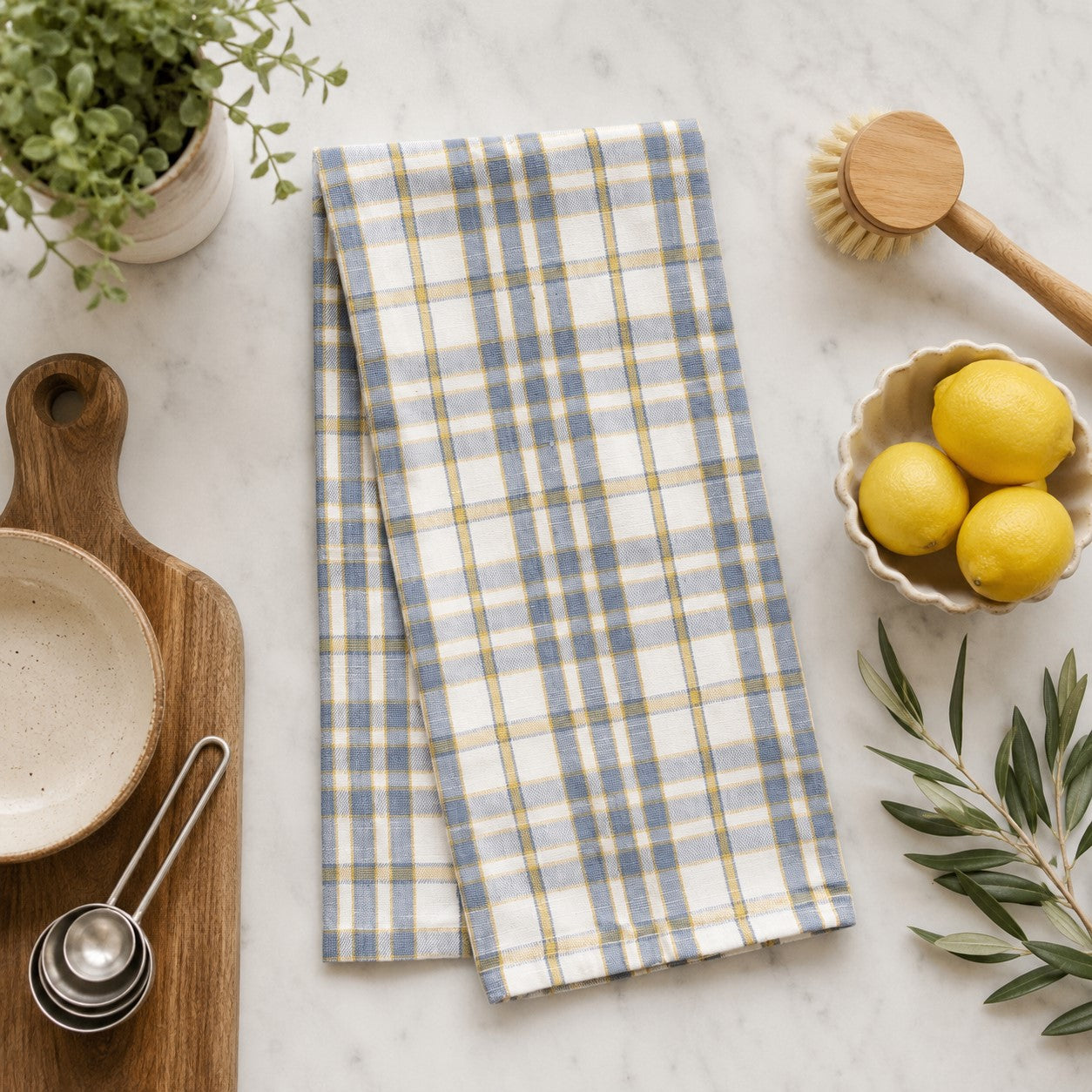 Bluebell Plaid Kitchen Towel