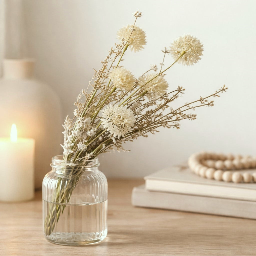 Thistle Mix White Floral Pick