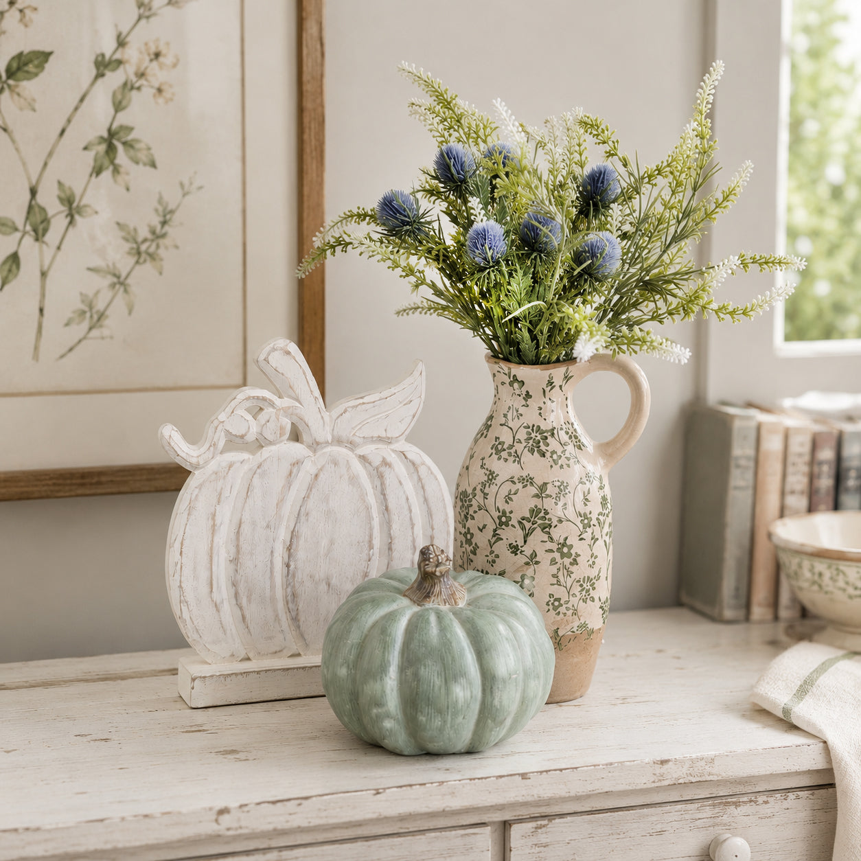 Weathered Sage Pumpkin | 6"
